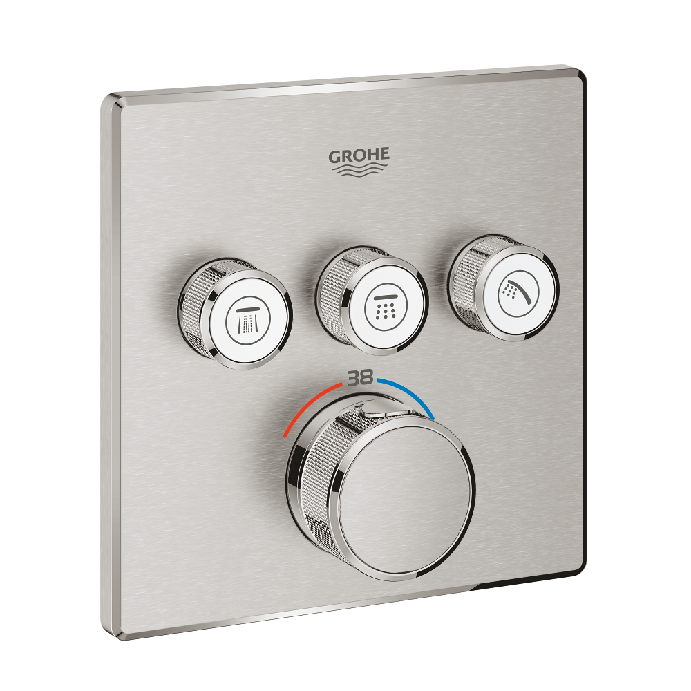 Thermostat for concealed installation with 3 valves