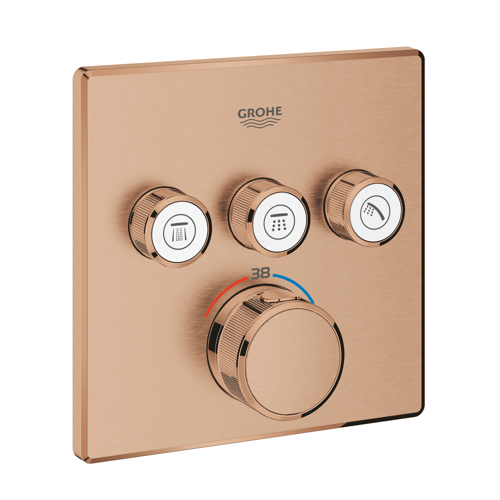Thermostat for concealed installation with 3 valves